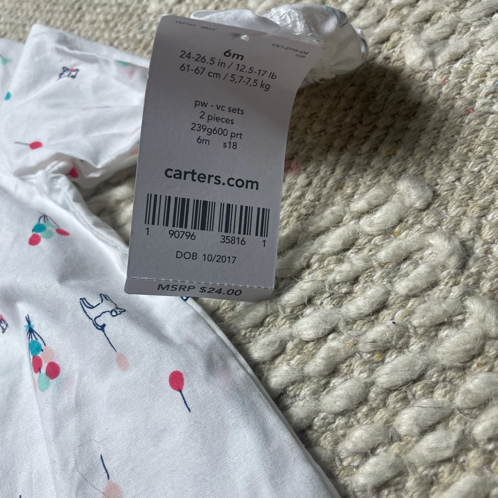 NWT Baby Carter White 3/4 Sleeve Balloon and Dog Blouse with Ruffle Detail - Picture 7 of 7